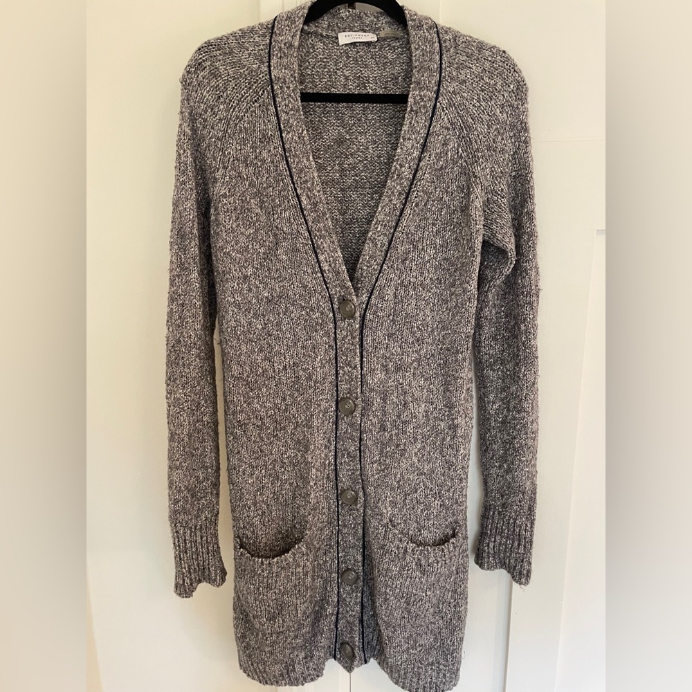 Equipment Wool Mohair Cotton Button Front Long Cardigan Duster Chunky Knit | S
